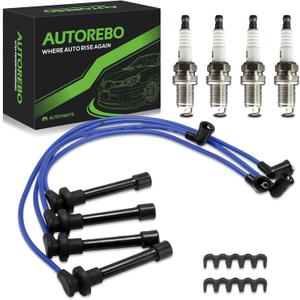 Set of 4PCS Ignition Spark Plug Wires 32702-P0A-A00 8028 RC-HE73 671-4179 & 4 Iridium Spark Plugs Compatible with Honda Accord Civic Odyssey Acura CL Isuzu Oasis L4 2.3L 2.2L 1.6L,1994-2022