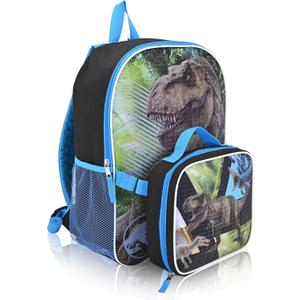 Fast Forward Jurassic Park 16" Backpacks With Lunch Bag - Licensed Characters Kids Schoolbag