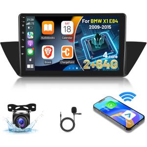 [2G+64G] Car Radio for BMW X1 E84 (2009-2015), 10 inch Touch Screen Android 13 Car Play Stereo, Carplay/Android Auto/EQ Audio/SWC/Bluetooth + AHD Backup Camera