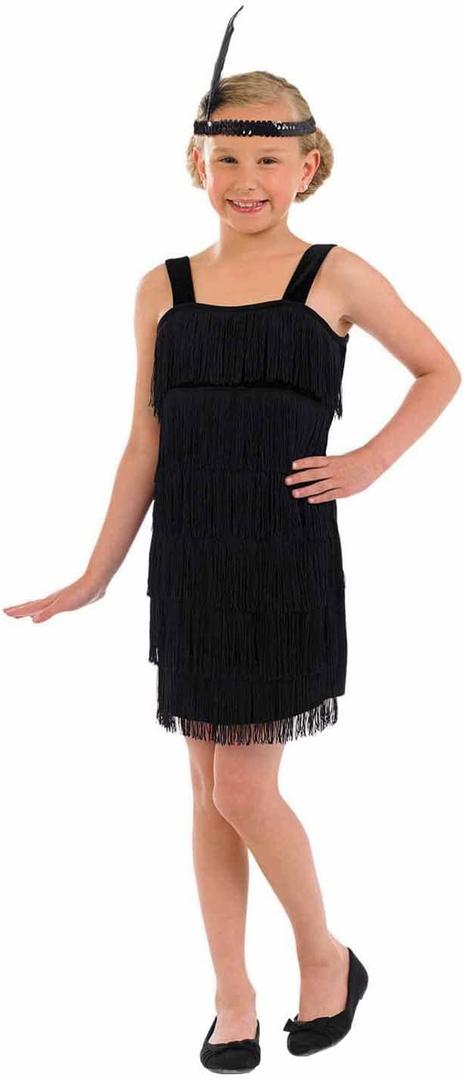 fun shack Black Girls Flapper Dress, Kids Flapper Costume, 1920s Style Dress for Girls, Vintage Flapper Outfit (Small)