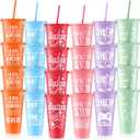 Mifoci Video Game Plastic Cups with Lids and Straws Reusable Tumbler with Lid and Straw Cute Iced Coffee Travel Cups Mug Water Bottle for Adult Kid Gaming Birthday Supplies(Stylish color,24 Pcs), about 7 inches in height, 24 oz/ 710 ml