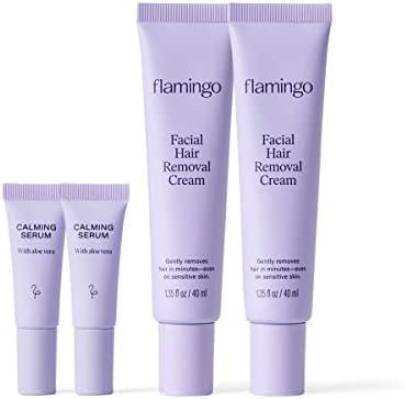 Flamingo Women's Facial Hair Removal Cream with Calming Serum - (1 Pack) 1.35 fl oz - Removes Hair from Chin, Upper Lip, and Sideburns