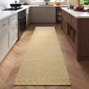2x6 Ft Runner Rug for Hallway, Washable Long Kitchen Runner Non Slip Rubber Backed, Low Profile Hallway Mat for Laundry Room Entryway, Easy Clean Woven Carpet, Brown