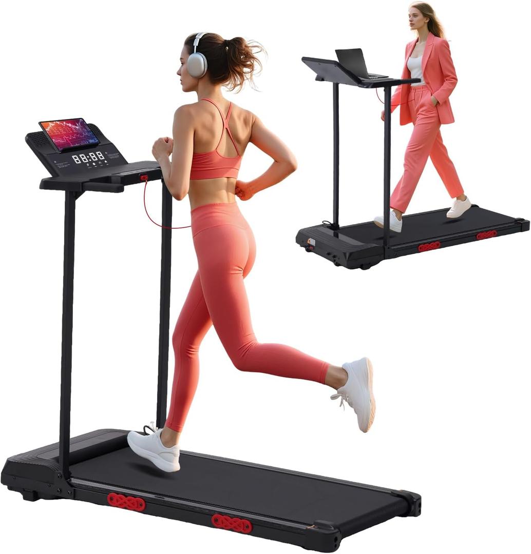 Walking Pad Treadmill with Handle Bar, 3.5HP Compact Electric Walking Pads Treadmills with Handles for Home Apartment Small, 0.6-10MPH Portable Small Treadmill Home, 400LBS Capacity
