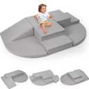 6-Piece Foam Climbing Blocks for Toddlers, Baby Climb and Crawl Soft Foam Play Set, Machine Washable Cover, Indoor Activity Play Structures, Climbing Toys for Toddlers 1-3 (Gray)