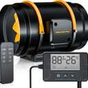 2nd Gen 8-Inch Smart Inline Duct Fan with Remote, 433MHz Wireless Control, 100m Range Temperature & Humidity Controller for Cooling Booster, Grow Tents & Hydroponics