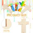 Treela 100 Pack Blank Wooden Cross Unfinished Cross Shaped Wooden Cutouts for DIY Project Tags Sunday Church Home Decoration Ornaments, 11 x 7 cm/ 4.3 x 2.8 Inches