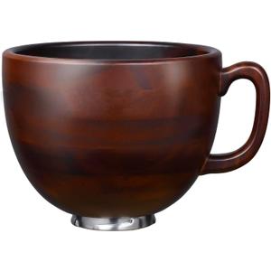 ULTICOR Premium Walnut Wood Mixing Bowl with Handle Compatible with KitchenAid Mixer Bowl 4.5 & 5 QT Tilt-Head (K45, KSM75, KSM150 Series) 5 Quart Wooden Bowl w/Stainless Steel Locking Base