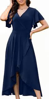 WEACZZY Women's Summer Short Sleeve Casual Dresses V-Neck Floral Party Dress with Pockets XL