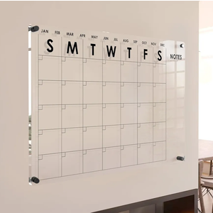 Oversize Premium Acrylic Calendar for Wall | Ultra-Thick Clear Dry & Erase Board | Large 28"x20" | Home Office Monthly Glass Family Planner Guard Mate Plexiglass Whiteboard GUARDMATE