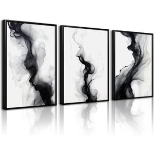 Black White Abstract Wall Art Decor Set of 3 Modern Wall Art Minimalist Canvas Wall Decor Black White Abstract Prints Modern Pictures Minimalist Artwork for Living Room Bedroom 16x24 Inch Unframed