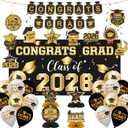 2026 Graduation Decorations Set- Class of 2026 Grad Party Decorations, Congrats Grad Banner, Backdrop, Grad Hanging Swirl, Balloons and Honeycomb Table Toppers, Graduation Party Supplies