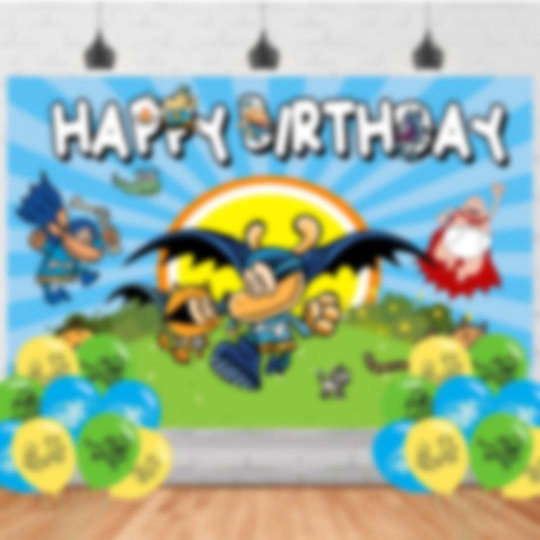 Cartoon Dog Birthday Party Supplies Backdrop 5x3Cartoon Men Cartoon Hero Dog Happy Birthday Background Photography Cartoon Party Decorations Banner Photo Booth Props