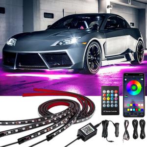 Car Underglow Lights, Yielinth Exterior LED Strip Lights with App and RF Remote Control,16 Million Colors Underglow Kit for Car (Multicolor)