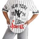 RoseSeek Girl's Jersey Shirts Letter Striped Graphic Tees Crewneck Y2K Tops Football Jersey Streetwear (White)