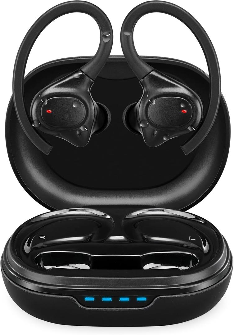 iLive IAEBTW53B Bluetooth True Wireless Earbuds with Built in Mic, IPX7 Waterproof, Charging Case, and Bluetooth 5.3 (Black)