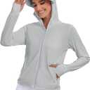 VUTRU Women's UPF 50+ Sun Protection Hoodie Jacket Lightweight Long Sleeve Sun Shirt UV Hoodie with Pocket (Medium, Grey)