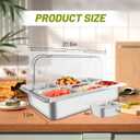 Countertop Ice Food Serving Display Tray with 6 Pan, Portable Salad Bar Buffet Station for Home, Cold Food Buffet Server, Ice Serving Trays for Parties, Pizza Topping Station Cooling Trays for Food