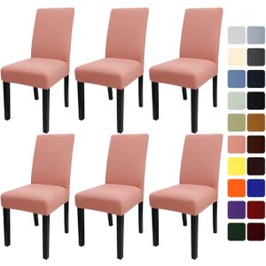 JQinHome Terra Cotta Chair Covers for Dining Room Set of 6, High Stretch Removable Washable Parsons Chair Slipcover for Home Party Hotel Wedding Ceremony (6PCS,Terra Cotta)
