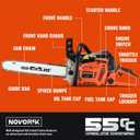 2.7 HP 55CC Gas Chainsaw Powered 20 Inch Chain Saws For Tree Trimming Wood Cutting Handheld Chain Saw Gas With Automatic Oiler Birthday Gift For Husband Man Dad