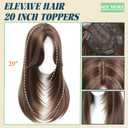 Hair Toppers for Women with Thinning Hair, 20 Inch Toppers Hairpieces for Women 360° 3D Realistic Scalp Clip in Bangs (Side Bangs-Brown with Highlight Blonde)