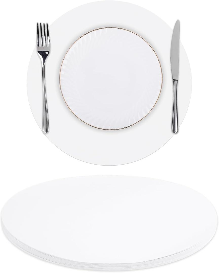 SHACOS 100 PCS Round Paper Placemats 13 inch Disposable Paper Place Mats for Dinner Wedding Birthday Party Festival Table Decoration Indoor Outdoor, White