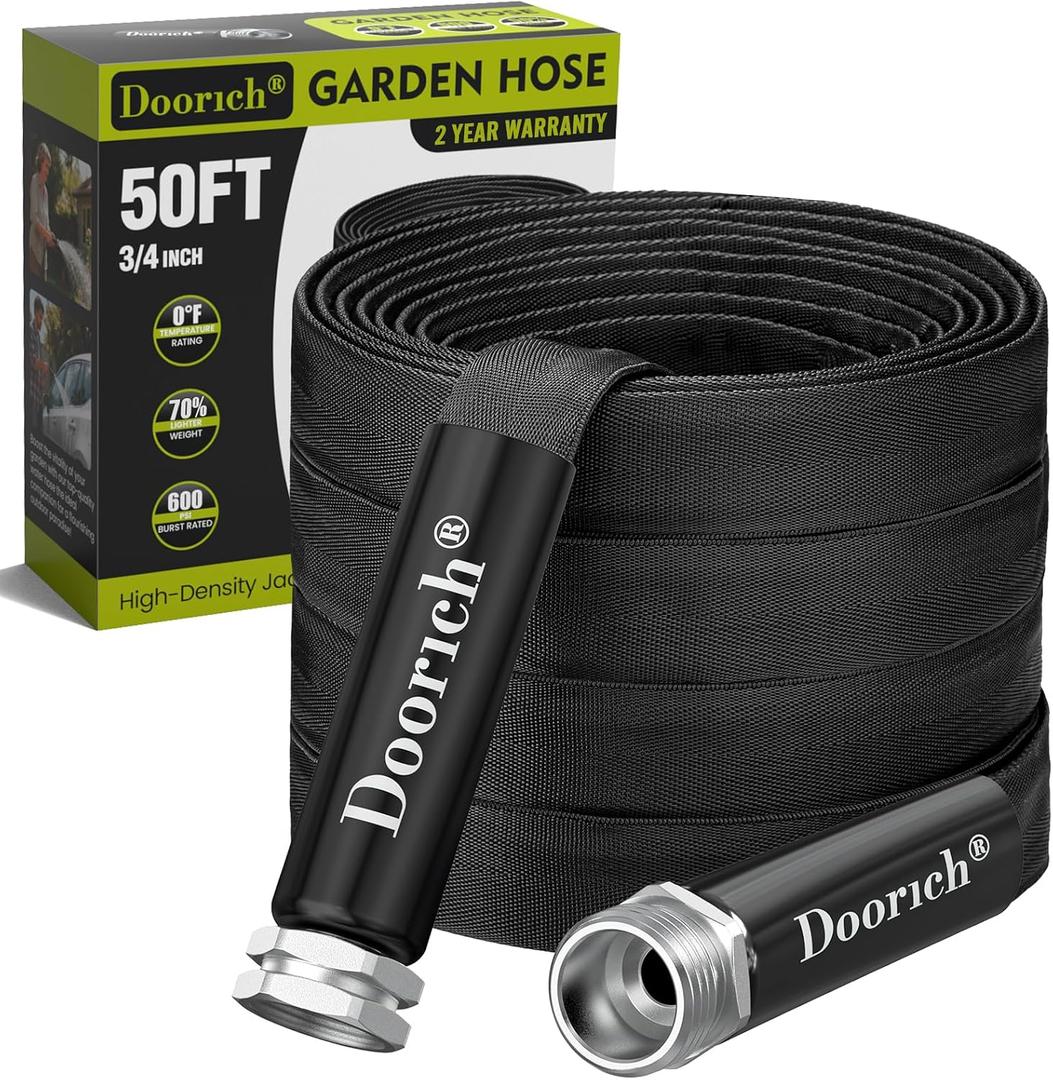 Garden Hose 50ft, Made of TPU(Not PVC), Ultra-Light & Flexible Water Hose, Non-Shrinking, Easy to Store, Drinking Water Safe Material, All-weather, Black