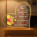 Pooh Bear Heart Night Light, Loved More Inspirational Quote Lamp, Gift for Daughter Son Girlfriend Boyfriend, Heart Shaped Bedroom Decor, Room Light
