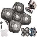 New Upgrade Head Shaver Replacement Heads for Skull Shaver Pitbull Platinum Pro Butterfly Kiss, and Palm Hypo-Allergenic Electric Razor (5d Silver)