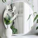 Sunniry White Round Mirror, White Circle Mirror 24 inch, Matte Metal Frame Round Mirrors, Circle Mirrors for Bathroom, Living Room, Bedroom, Hallway (24"L x 24"W)