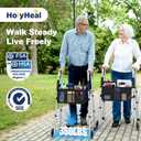 Folding Walkers for Seniors with Basket and Glide Skis, 5" Wheels Lightweight Rolling Walker, Support Up to 350 lbs, Height Adjustable Standard Compact Walker, Silver