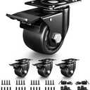 ANDUTEES 3 Inch Heavy Duty Casters Set of 4, Load 4400lbs, Locking Swivel Plate Industrial Casters with Double Ball Bearings, Low Gravity Center Castor Wheels for Furniture, Workbench, Equipment