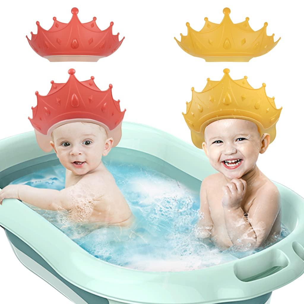 2PCS Baby Shower Cap for Kids, Adjustable Baby Hair Washing Shield Toddler Visor Hat for Eyes and Ears Protection Shampoo Cap for 0-9 Years Old Children