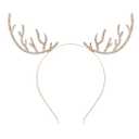 VOGUEKNOCK Christmas Headband Reindeer Antlers Crystal Paved Delicate Metal Headband Gold