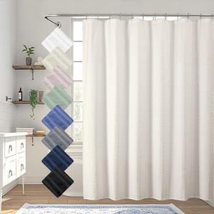 Aiyufeng Cream Shower Curtain, Embossed Textured Fabric Shower Curtain for Bathroom - Soft Cloth & Hotel Spa Luxury, Water Repellent, Machine Washable, 72X72, Cream