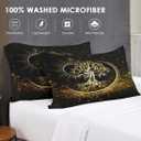 4 Pieces Queen Size Bed Sheet Sets with Pillowcases, Black Sun and Moon Soft Microfiber Bedding for Kids and Adults, Flat, Fitted Sheet for Bedroom Bed Decor