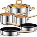 Stainless Steel Cookware Set 13PCS, Pots and Pans Set, Induction Cookware, Kitchen Cooking Set, Heavy Duty, Tri-Ply Base, Dishwasher Safe