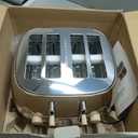 Anfilank Toaster 4 Slice,Retro Stainless Steel Toaster with Extra Wide Slots, Dual Independent Control Panel, Cancel, Bagel, Defrost Function, Removable Crumb Tray (Silver)