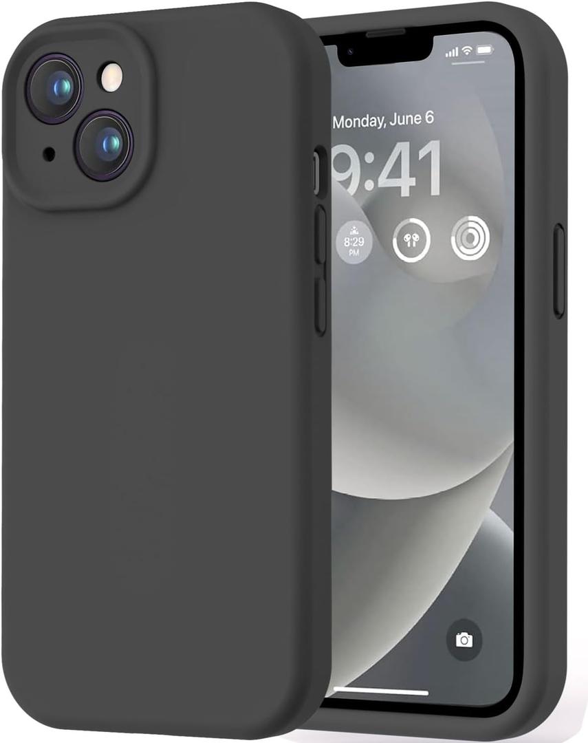 LOVE 3000 Designed for iPhone 14 Case, Premium Silicone with [Soft Anti-Scratch Microfiber Lining] Shockproof Protective Phone Case for Men Women Girls 6.1", Black