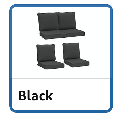 Outdoor Deep Seat Cushions, Waterproof, Fade-Resistant Patio Furniture Replacement Cushions, 25.5" x 25.5" x 5" + 25.5" x 13.5", Black Missing one pillow