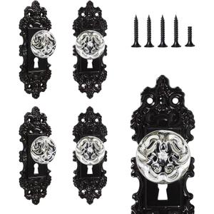Vintage Dummy Door Knob Interior Crystal Glass Door Knobs 4 Drawer Dresser Handles Antique Black Cabinet Knobs Keyless Decorative Hallway Closet Door Pulls