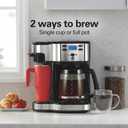 Hamilton Beach 2-Way Programmable Coffee Maker, 12 Cup Glass Carafe And Single Serve Coffee Maker, Black with Stainless Steel Accents, 49980RG