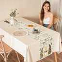 Easter Table Runner Bunny Rabbit Design for Spring Holiday Home Decor, Indoor Outdoor Party Table Decoration, 13x72 Inch