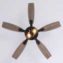 52 Inch Ceiling Fans with Lights and Remote Control, Farmhouse Ceiling Fan for Bedroom Living Room and Patio, Black Caged Ceiling Fan for Indoor and Outdoor