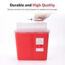 Alcedo Sharps Container for Home and Professional Use 5 Quart (2 Pack), Biohazard Needle and Syringe Disposal, Mailbox Style Lid, Medical Grade