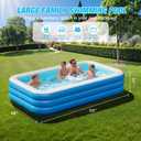 Inflatable Pool for Adults, 115'' x 68'' x 22'' Large Inflatable Pool for Adults, Blow up Pools, Rectangular Family Swimming Poo l, Oversized Thickened Family Inflatable Pools for Outdoor
