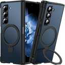 Hensinple for Samsung Galaxy Z Fold 6 Case with Ring Stand, [Compatible with MagSafe][Slim Fit], Magnetic Charing Translucent Back Shockproof Phone Case for Z Fold 6, Black