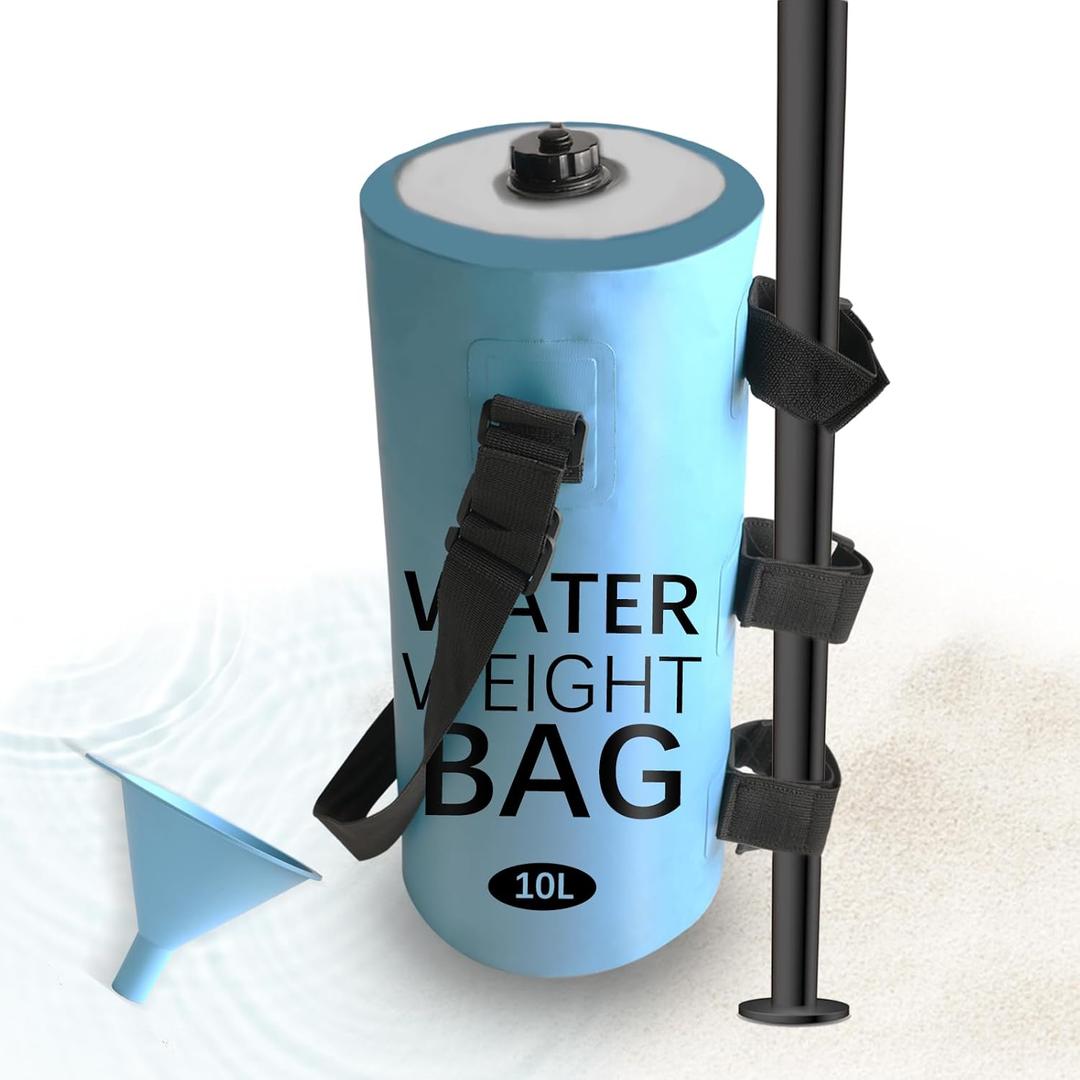 Sandbags or Water Weight Bag Updated(10Lx1PCS)with Silicone Funnel,500D PVC Waterproof and Sealed Ports to Prevent Water Ingress/Leakage for Above Ground/in-Ground Pool Steps or Canopy Weights (Blue)