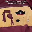Mens Pirate Costume Adult Medieval Shirt Viking Ankle Banded Pants with Compass Necklace 5 Pcs Pirate Accessories Set (M)