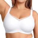 Vertvie Wireless Bras Women Seamless Jelly Supportive Mesh Crossover Bra No Underwire Push Up Full Coverage T-Shirt Bralette (X-Large)